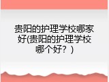 贵阳的护理学校哪家好(贵阳的护理学校哪个好？)