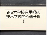 it技术学校有用吗(it技术学校的价值分析)