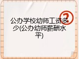 公办学校幼师工资多少(公办幼师薪酬水平)