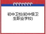 初中卫校(初中级卫生职业学校)