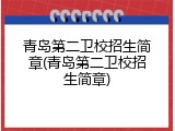 青岛第二卫校招生简章(青岛第二卫校招生简章)