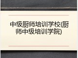中级厨师培训学校(厨师中级培训学院)