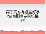 高职高专有哪些好学校(高职高专院校推荐)