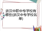 武汉中职中专学校有哪些(武汉中专学校名单)