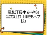 黑龙江县中专学校(黑龙江县中职技术学校)