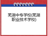 芜湖中专学校(芜湖职业技术学校)