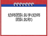 幼师团队名字(幼师团队名称)