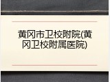黄冈市卫校附院(黄冈卫校附属医院)