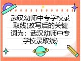 武汉幼师中专学校录取线(改写后的关键词为：武汉幼师中专学校录取线)
