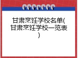 甘肃烹饪学校名单(甘肃烹饪学校一览表)