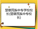 楚雄民族中专学校校长(楚雄民族中专校长)
