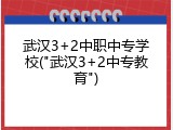 武汉3+2中职中专学校("武汉3+2中专教育")