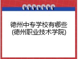 德州中专学校有哪些(德州职业技术学院)