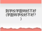 到学校学厨师好不好(学厨师学校好不好？)