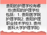 贵阳的护理学校有哪些(贵阳的护理学校都有哪些)