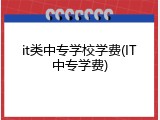 it类中专学校学费(IT中专学费)