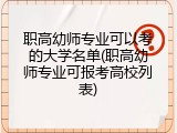 职高幼师专业可以考的大学名单(职高幼师专业可报考高校列表)
