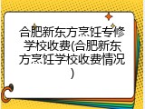 合肥新东方烹饪专修学校收费(合肥新东方烹饪学校收费情况)