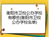 衡阳市卫校公办学校有哪些(衡阳市卫校公办学校名单)