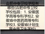 合肥中专卫校学校有哪些(合肥中专卫校学校包括哪些)