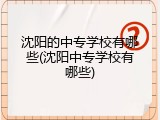 沈阳的中专学校有哪些(沈阳中专学校有哪些)