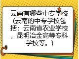 云南有哪些中专学校(云南的中专学校包括：云南省农业学校、昆明冶金高等专科学校等。)