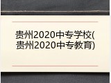 贵州2020中专学校(贵州2020中专教育)