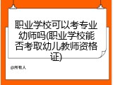 职业学校可以考专业幼师吗(职业学校能否考取幼儿教师资格证)