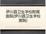 伊川县卫生学校附属医院(伊川县卫生学校医院)