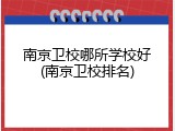 南京卫校哪所学校好(南京卫校排名)
