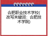 合肥职业技术学校(改写关键词：合肥技术学院)