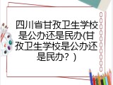 四川省甘孜卫生学校是公办还是民办(甘孜卫生学校是公办还是民办？)