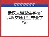 武汉交通卫生学校(武汉交通卫生专业学校)