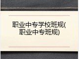 职业中专学校班规(职业中专班规)