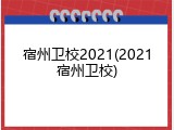 宿州卫校2021(2021宿州卫校)