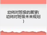幼师对班级的展望(幼师对班级未来规划)
