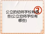 公立的幼师学校有哪些(公立幼师学校有哪些)