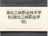 湖北三峡职业技术学校(湖北三峡职业学校)