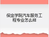 保定学院汽车服务工程专业怎么样