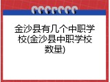 金沙县有几个中职学校(金沙县中职学校数量)