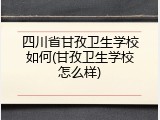 四川省甘孜卫生学校如何(甘孜卫生学校怎么样)