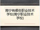 南宁有哪些职业技术学校(南宁职业技术学校)