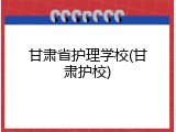 甘肃省护理学校(甘肃护校)