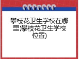 攀枝花卫生学校在哪里(攀枝花卫生学校位置)