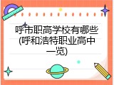 呼市职高学校有哪些(呼和浩特职业高中一览)
