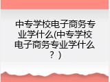 中专学校电子商务专业学什么(中专学校电子商务专业学什么？)