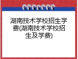 湖南技术学校招生学费(湖南技术学校招生及学费)