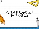 有几所护理学校(护理学校数量)