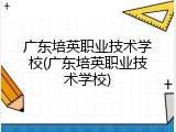 广东培英职业技术学校(广东培英职业技术学校)