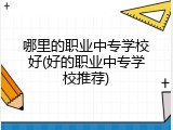 哪里的职业中专学校好(好的职业中专学校推荐)